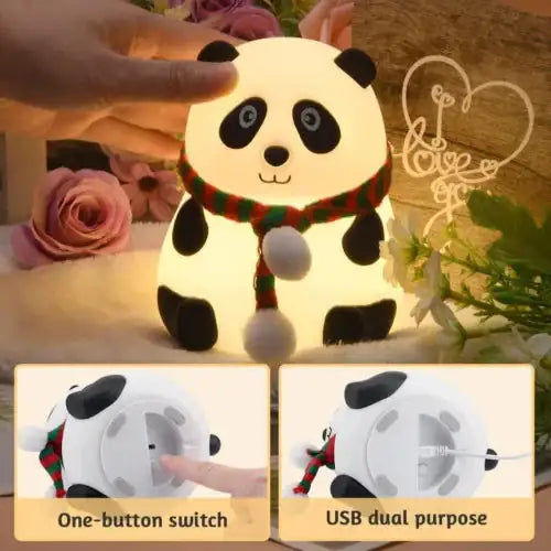 Cute Silicone Panda Lamp Color Changing Night Light
